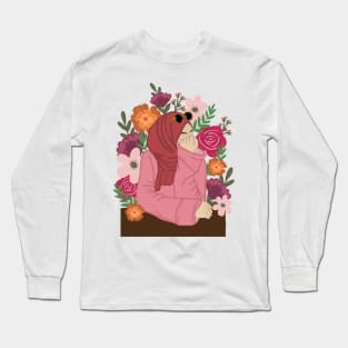 Pink Floral Muslim woman hijabi Long Sleeve T-Shirt